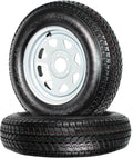 2-Pack Trailer Tire Rim Assembly ST205/75D15 15 Inch 5 Lug White