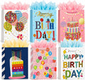 Small Birthday Gift Bags, 6 Pack, 9 x 7 x 4 Inch