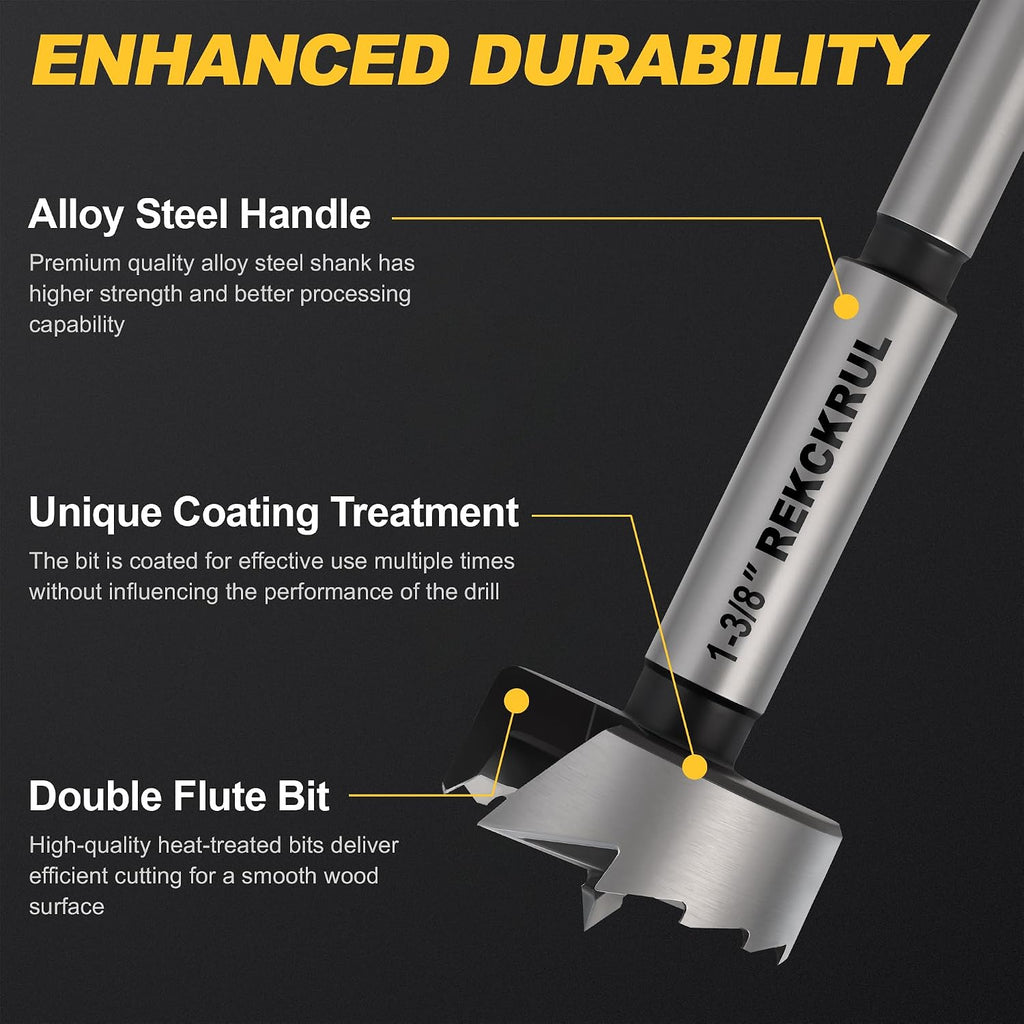 Forstner Bit Set 8Pcs - Forstner Drill Bit for Woodworking | Hinge Cutter for Hardwood, Plywood, Plastic