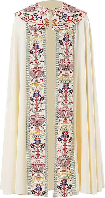 Catholic Clergy Chasuble with Tassel Pendant, Unisex Church Priest Vestments Celebrant Cope Mass Robe, 4 Colors