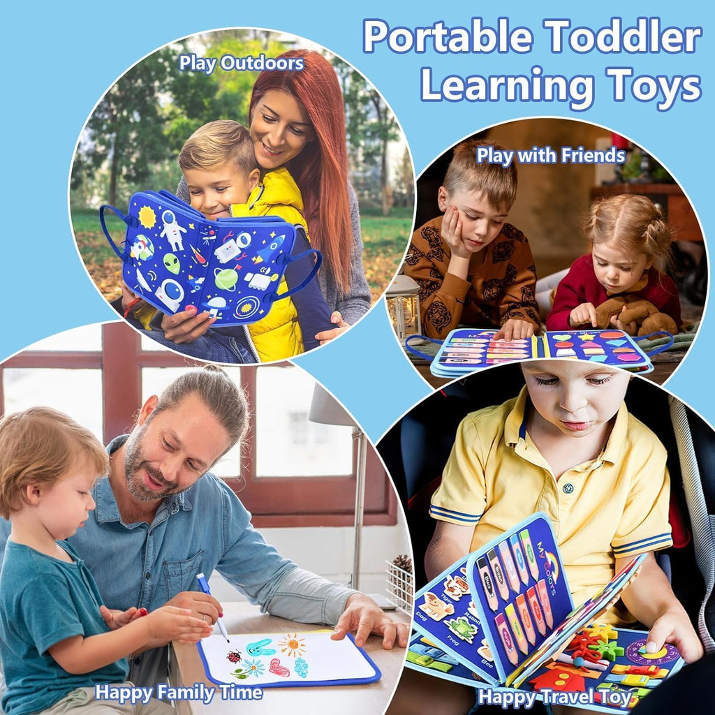 Toddler Busy Board, Montessori Toys for Boys, Sensory Board Birthday Gifts - Educational Busy Book, Learning toys for