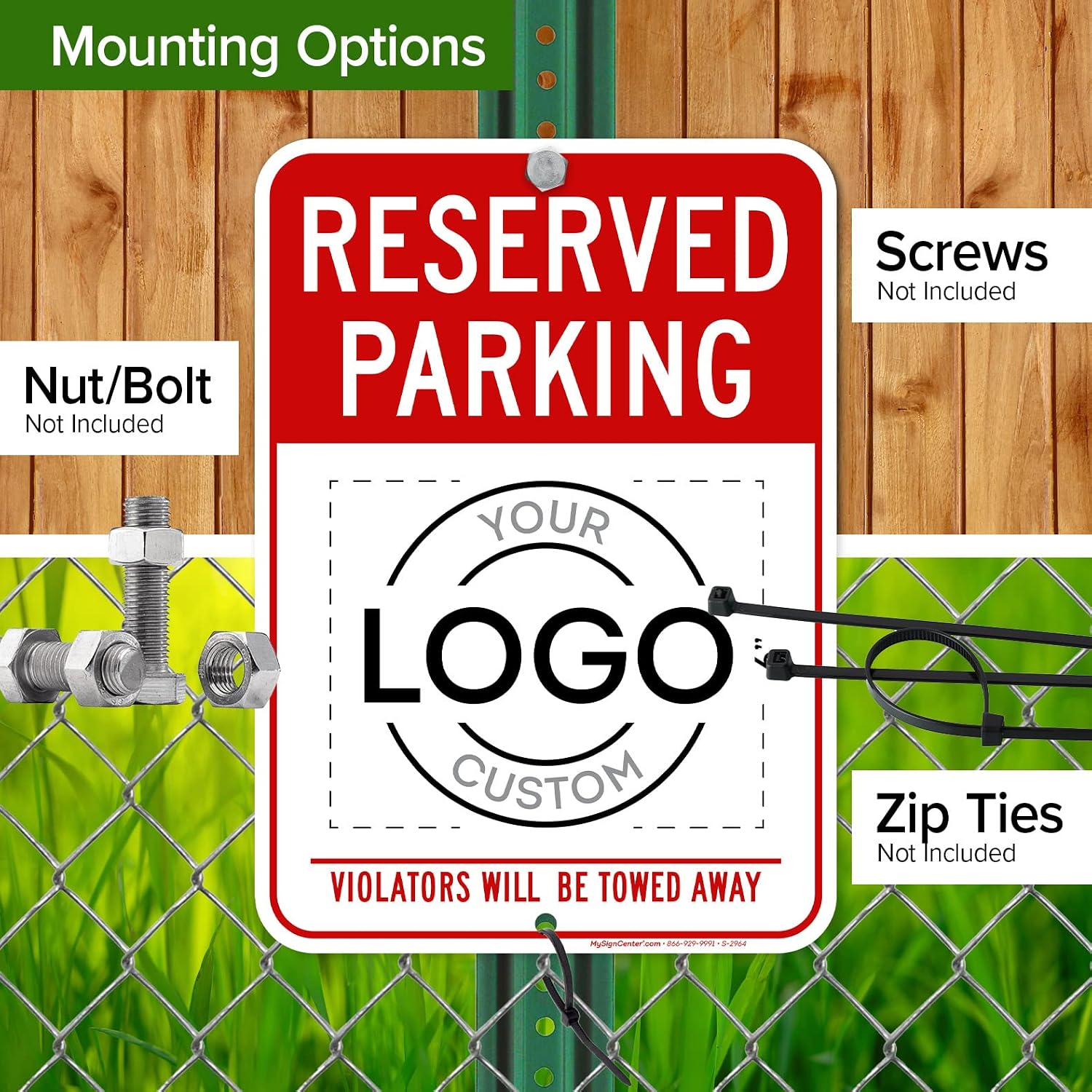 Reserved Parking Sign, Custom Parking Signs for Business, Violators Will Be Towed Away, 10x14 Inches, Rust Free .040