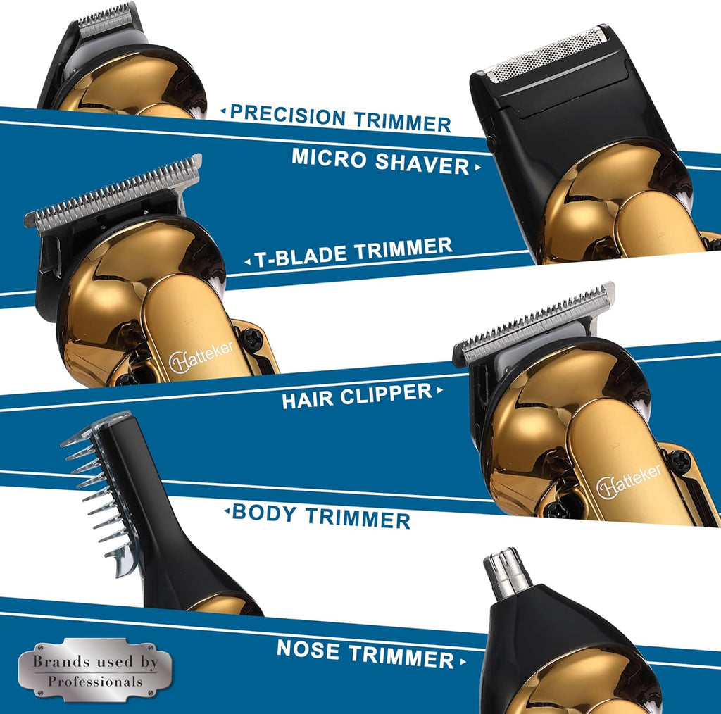 Men's Beard Trimmer Kit Electric Razor Shaver Professional Hair Clipper with Zero Gapped T-Blade Nose Ear Beard Body