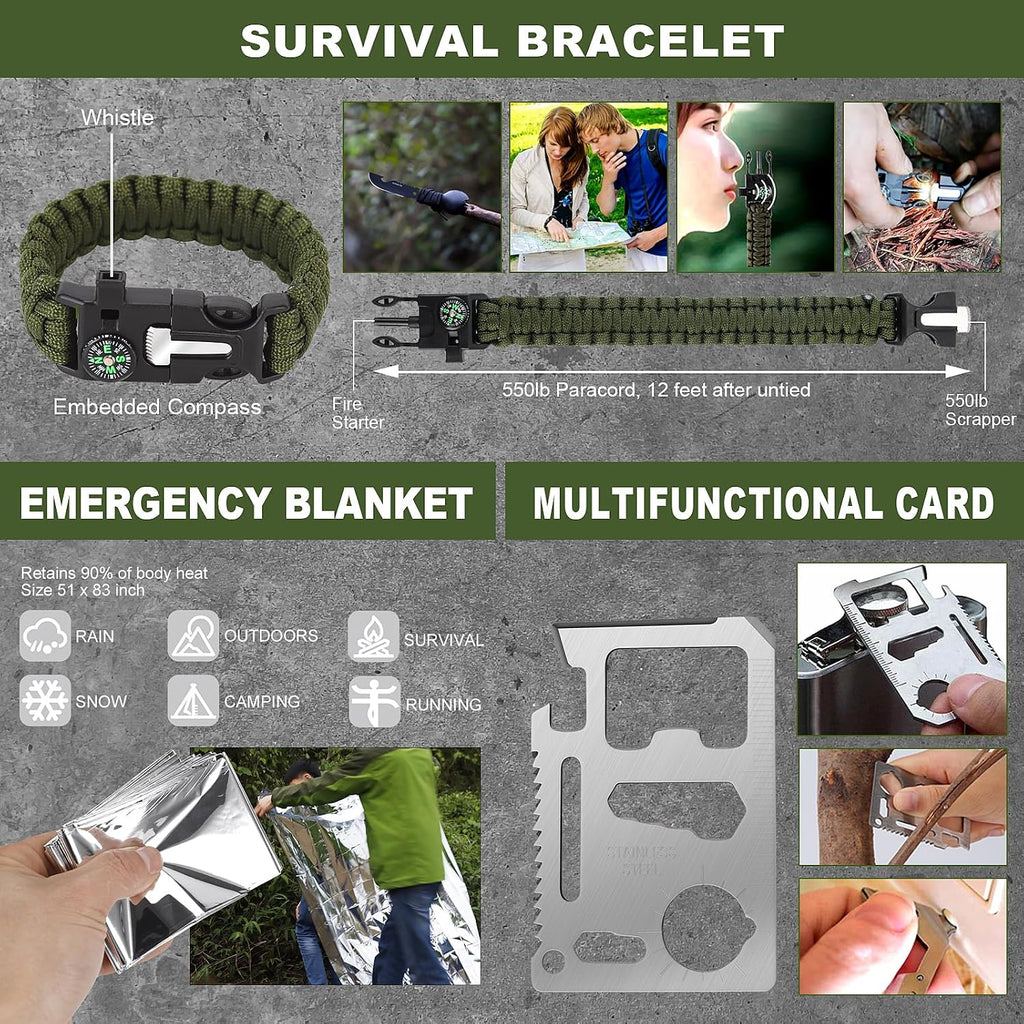 Gifts for Men Fathers Day Dad, Survival Kit, 150 PCS Survival Gear and Supplies Equipment with Trauma Bag, Molle