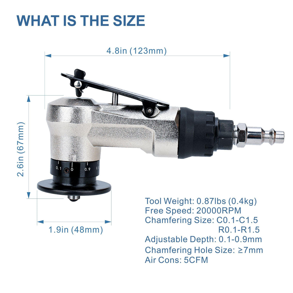 Air Pneumatic Chamfer Tool for Metal, Deburring and Beveling Tool, Mini Handheld Chamfering Machine for Steel Edge and Inner Holeg