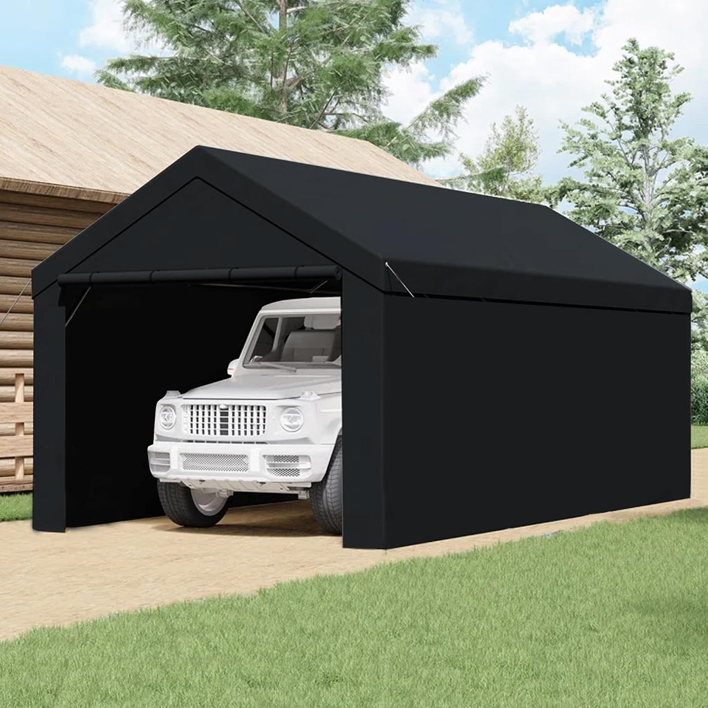 Canopy Car Tent Sidewalls for Carport, Garage & Shed, Domain, 10 x 20 Ft, Black (Roof and Canopy Not Included)