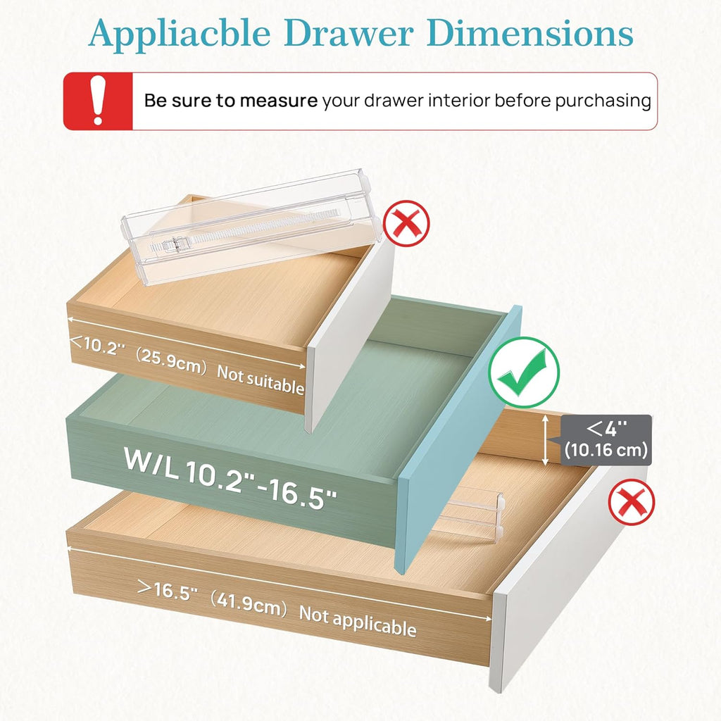 12 Pack Drawer Dividers for Clothes, 4" High 10.2"-16.5" Adjustable Expandable Dresser Drawer Organizer, Clear