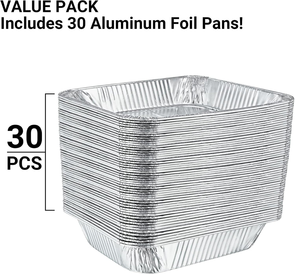 Aluminum Pans Half Size, 9X13, Extra Heavy Duty Disposable Foil Pans For Baking (30 Pack) Roasting & Chafing, Deep