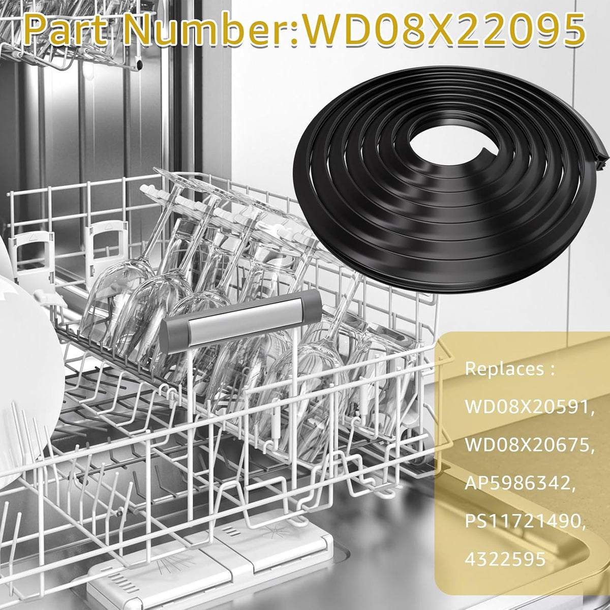 WD08X22095 Dishwasher Door Tub Gasket Compatible with GE Dishwasher