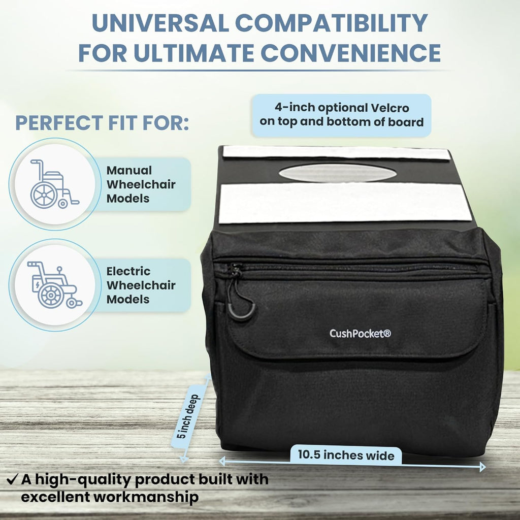 Large Under-Cushion Wheelchair Bag – Easy-Reach Storage That Stays Out of the Way, Fits Manual & Electric Wheelchairs