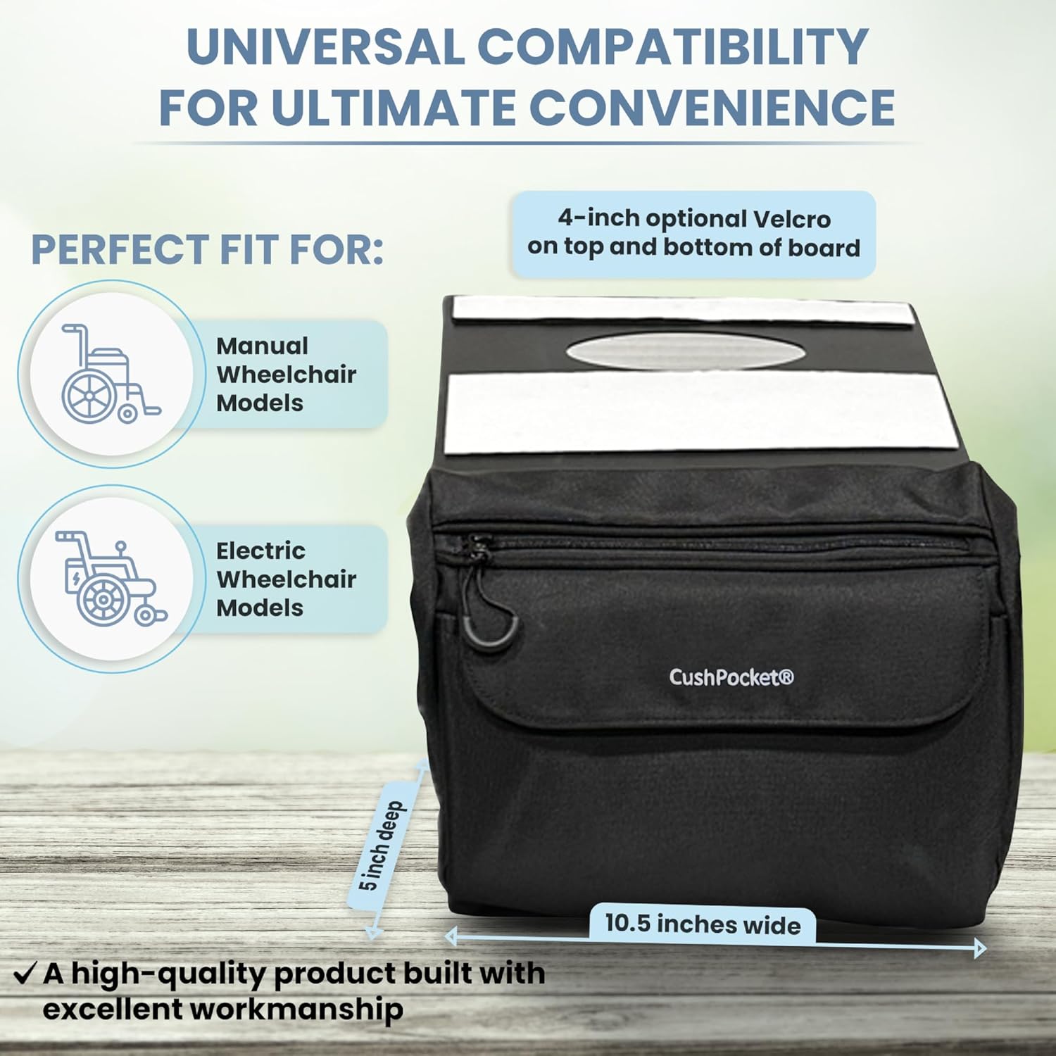 Large Under-Cushion Wheelchair Bag – Easy-Reach Storage That Stays Out of the Way, Fits Manual & Electric Wheelchairs
