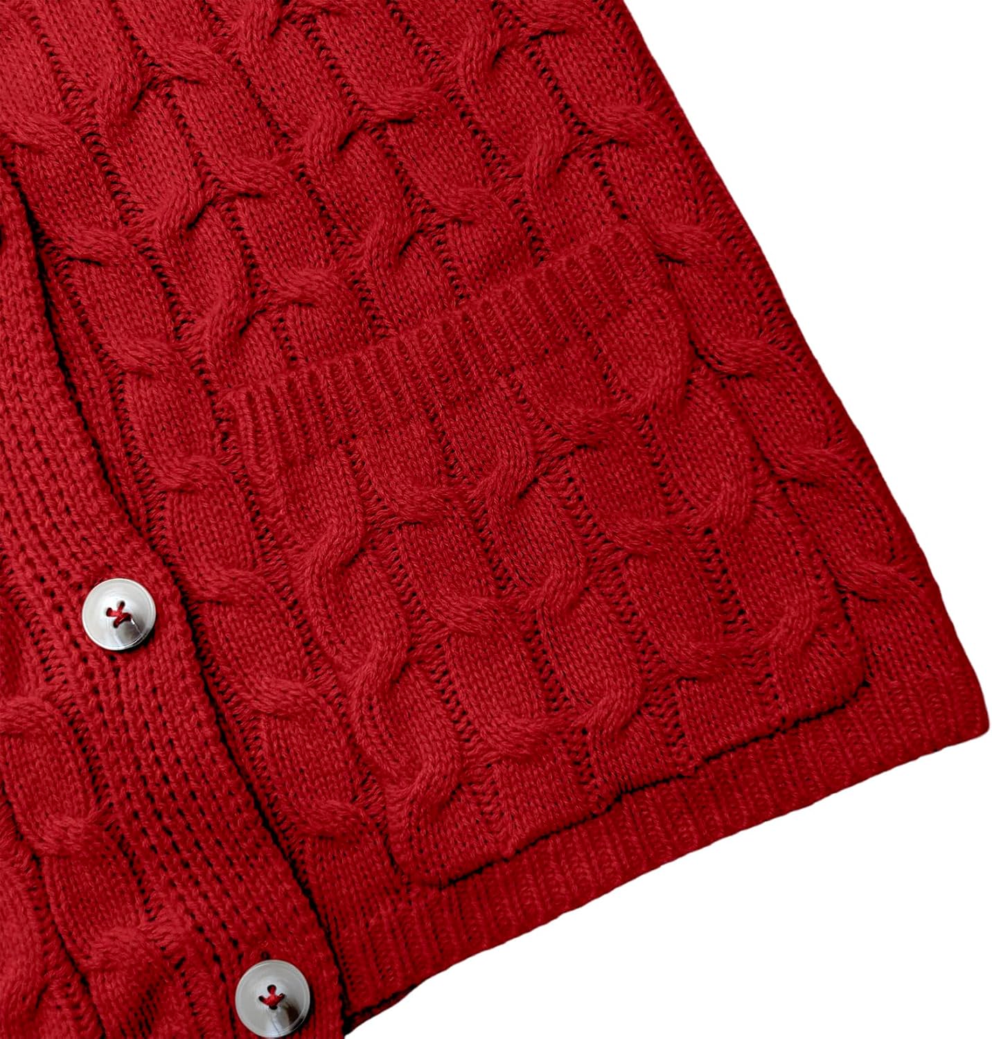 Girls Sweaters Vest Lightweight Sleeveless Cable Knit Sweater Cardigans Button Down Knitwear Tank Tops with Pockets