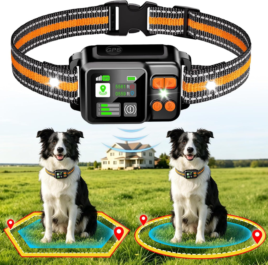 GPS Wireless Dog Fence Collar System 2 Mode 1 Pack IPX7 No Monthly Fee (Orange)