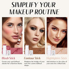 Face Sticks Trio, Blush, Highlighter & Contour Stick for Face Makeup