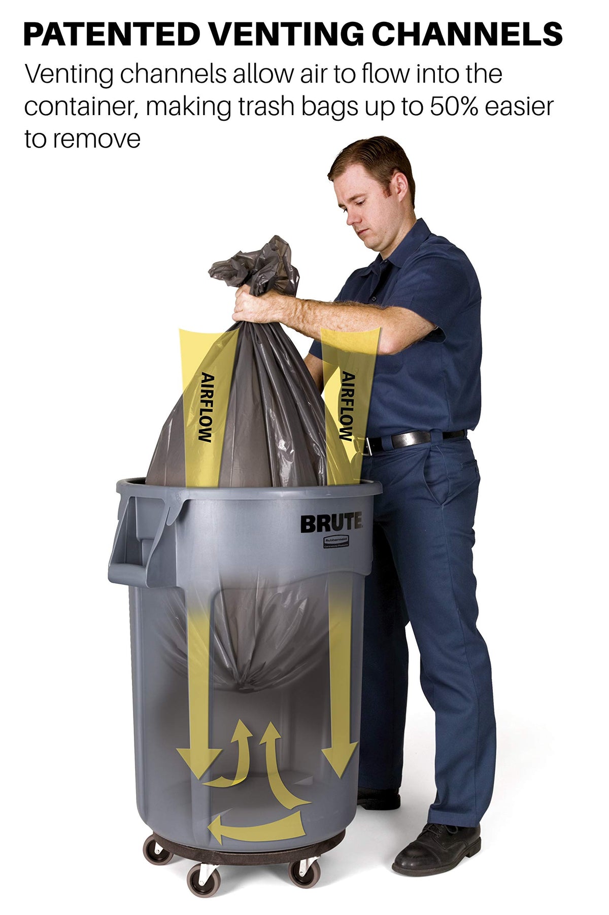 BRUTE Trash Can, Gray, 10-Gal, Pack of 6