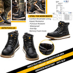 Waterproof Steel Toe Boots For Men Safety Work Shoes,Black Size 11