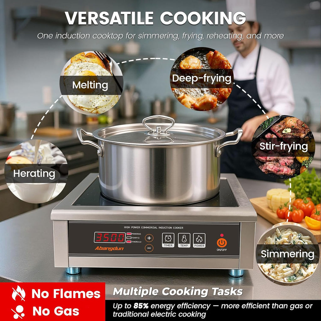 3500W Commercial Induction Cooktop, 220V Single Countertop Burner