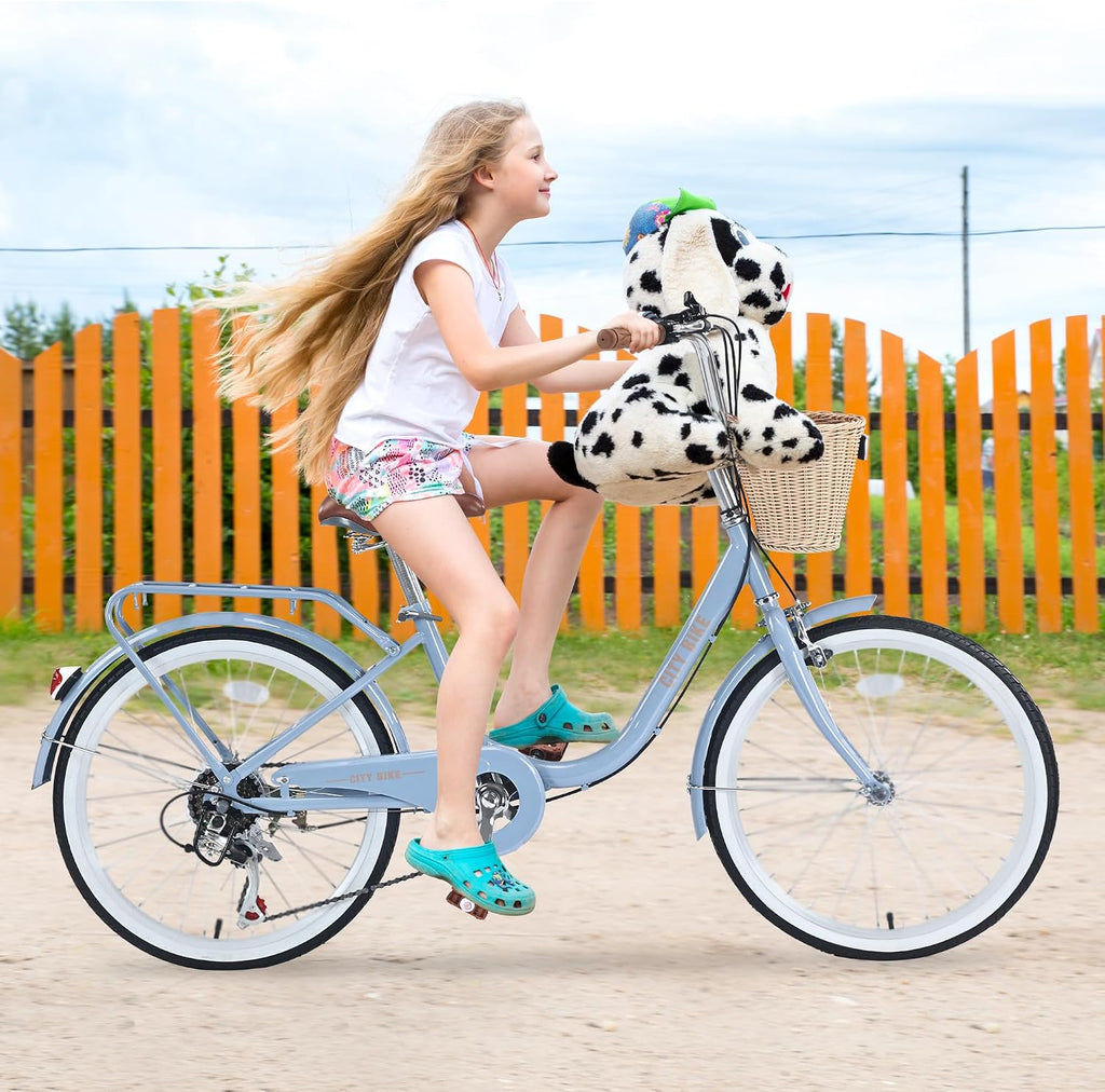 22/26 Inch Women's Bike Beach Cruiser Bike for Women/Girls，City Hybrid Bike 7 Speeds Adult Bicycle Commuter Bike for