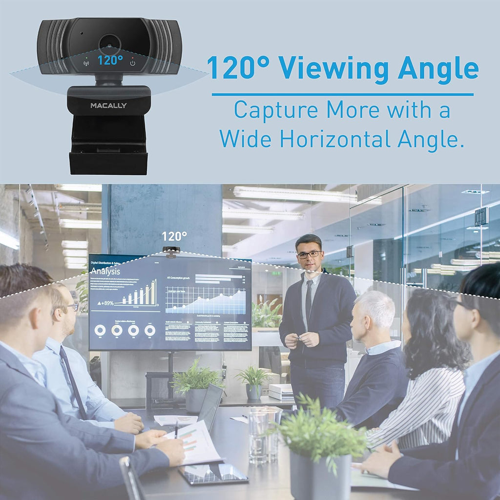 1080P Webcam with Microphone - Stay Connected Virtually - 120° Wide Angle HD 30FPS USB Computer Camera for Desktop