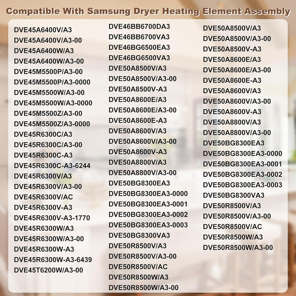 DC93-00154A Heating Element, Fit for samsung Dryer Assembly, 3 Wire