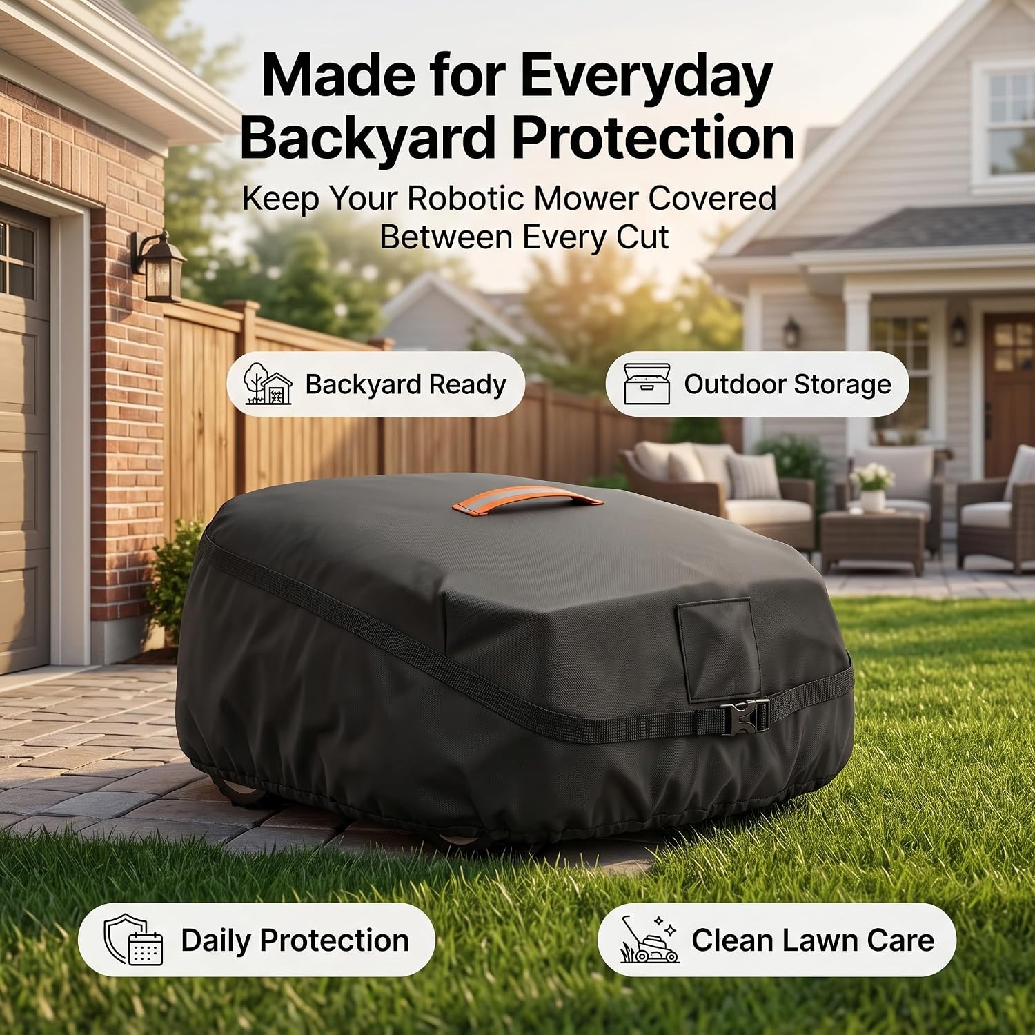 Robot Lawn Mower Cover Waterproof, 420D Heavy Duty Cover for Robotic Mowers | 420D waterproof fabric, backyard