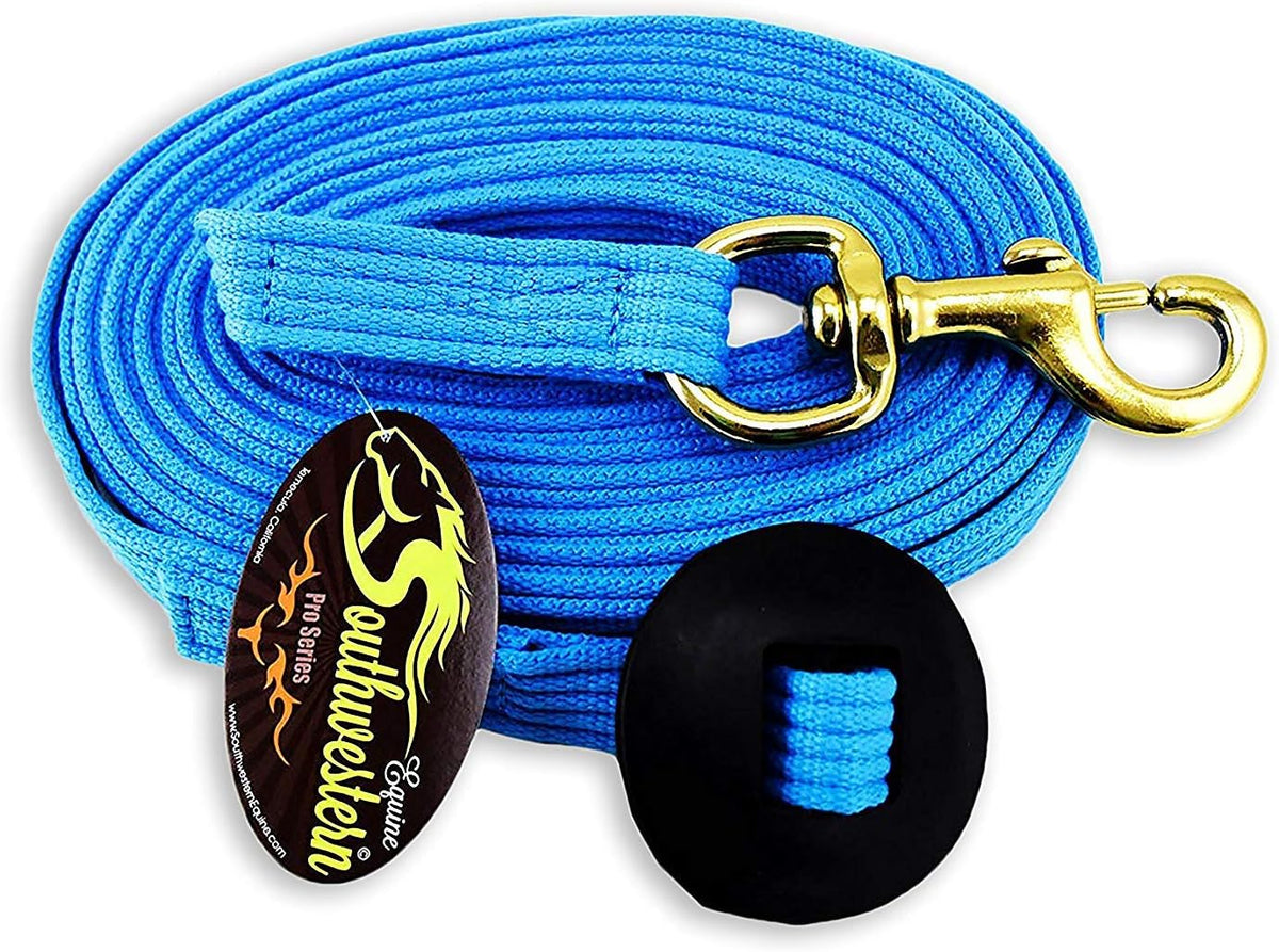 Lunge Line for Horses Cotton Horse Lunge Line with Bolt Snap & Rubber Stop (Turquoise, 24')