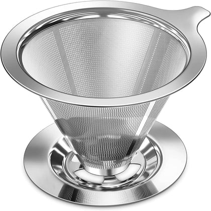 Pour Over Coffee Dripper, Slow Drip Paperless Coffee Filter, Pour Over Coffee Maker for 1-2Cups Brew, Double Mesh
