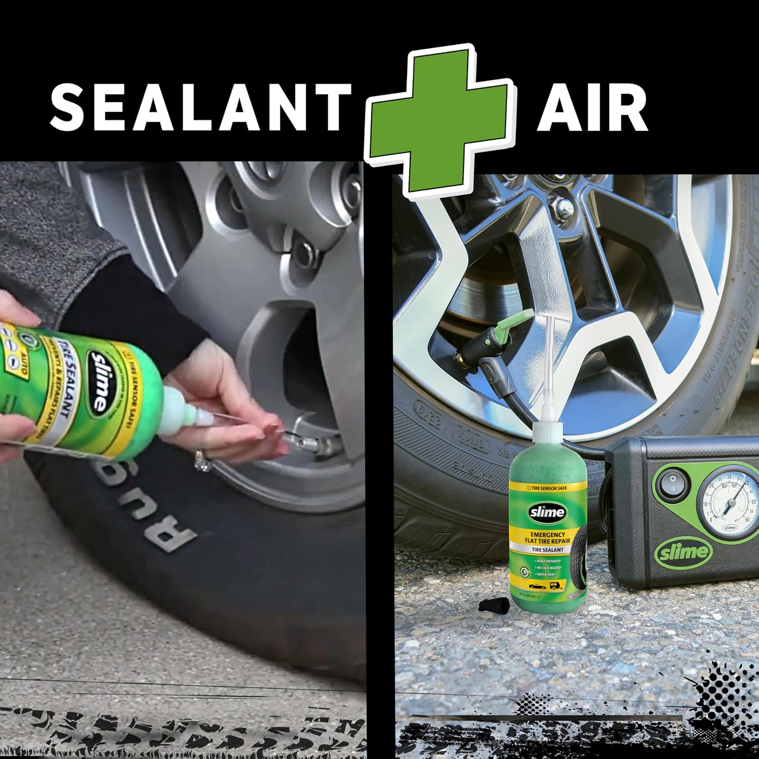 50107 Flat Tire Puncture Repair, Smart Spair, Emergency Kit For Car Tires, Includes Sealant And Tire Inflator Pump