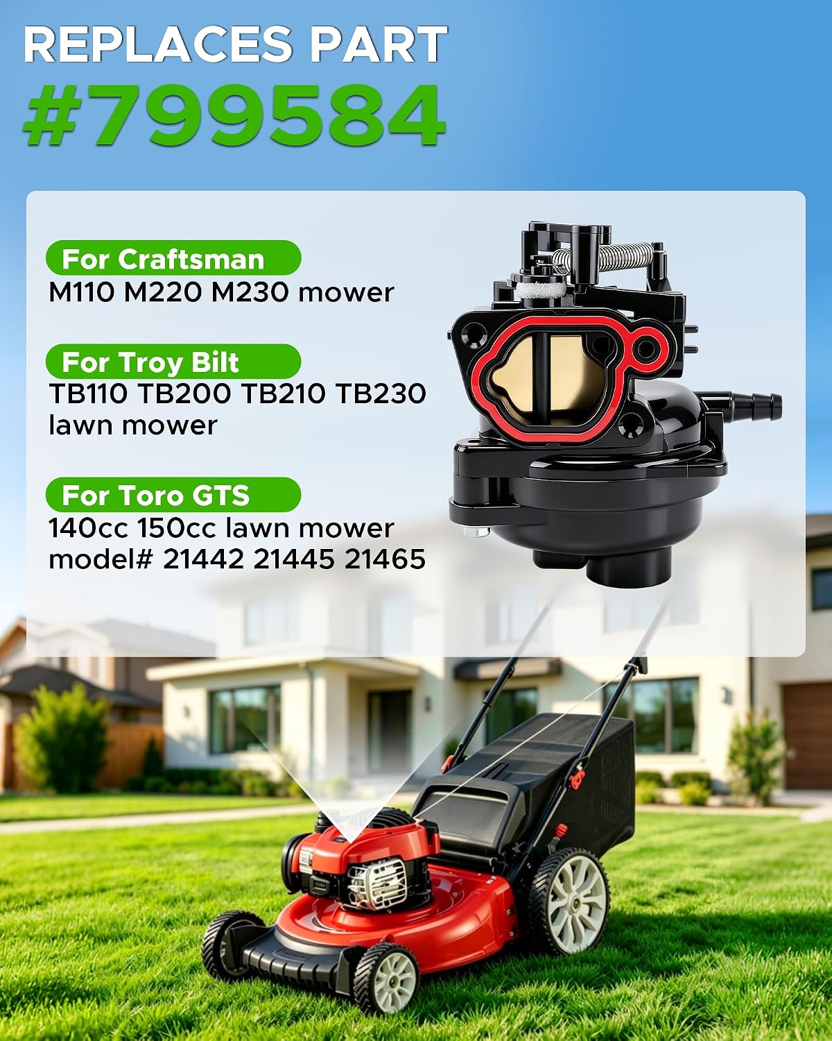 799584 594058 Carburetor for Craftsman M110 M220 M230 Lawn Mower