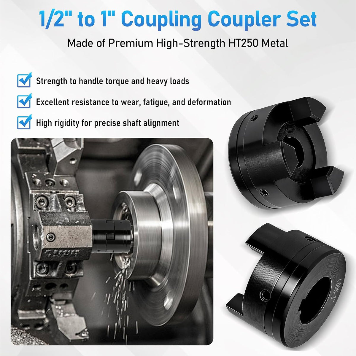 1/2" to 1" L095 Flexible L-Jaw Coupling Log Splitter Pump Coupler