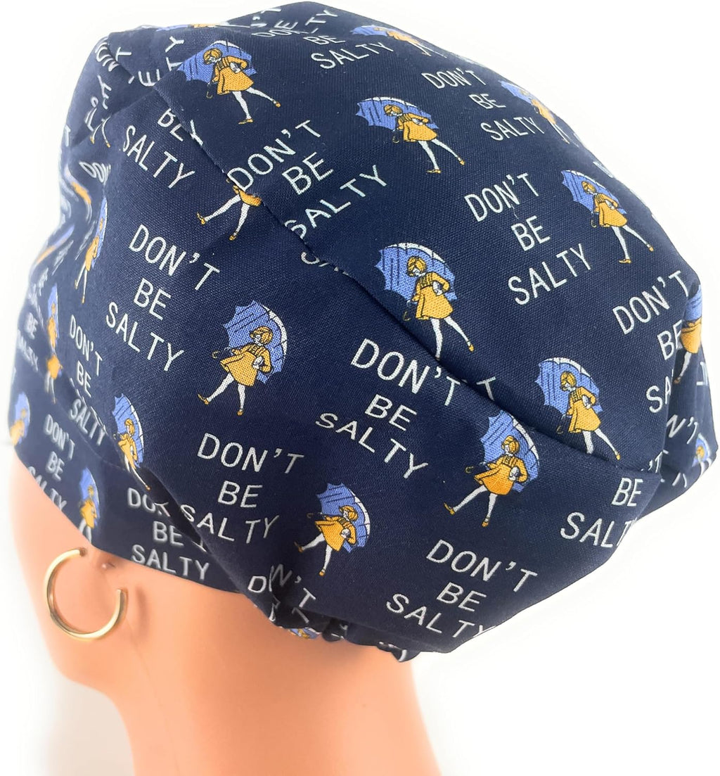 European Style Scrub Cap - No Ribbon – Don't Be Salty - Working Cap with Holder. Scrub Hat for Women, Nurses Hats |