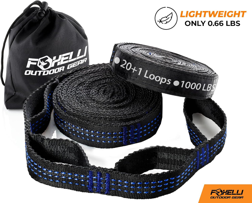 XL Hammock Straps - Extra Long 20FT Heavy Duty No-Stretch Suspension System, 40+2 Loops, 2000 LBS Capacity, for