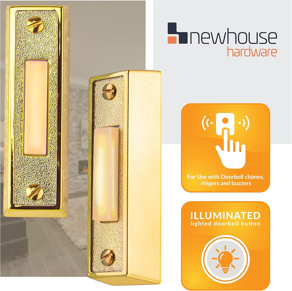 BT2BL Lighted Doorbell Button, 1-Pack, Brass