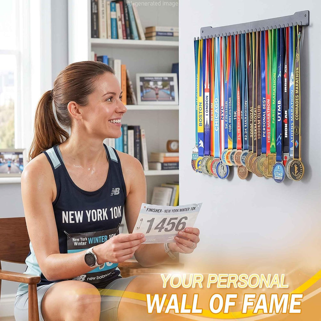 24-30 Inch Medal Hanger Display, Wall Mount Metal Ribbon Holder | Holds 60-100+ Medals, Supports 45 Lbs Capacity