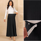 Maternity Skirt Over Belly Midi High Waist Solid Work Skirt Large Black