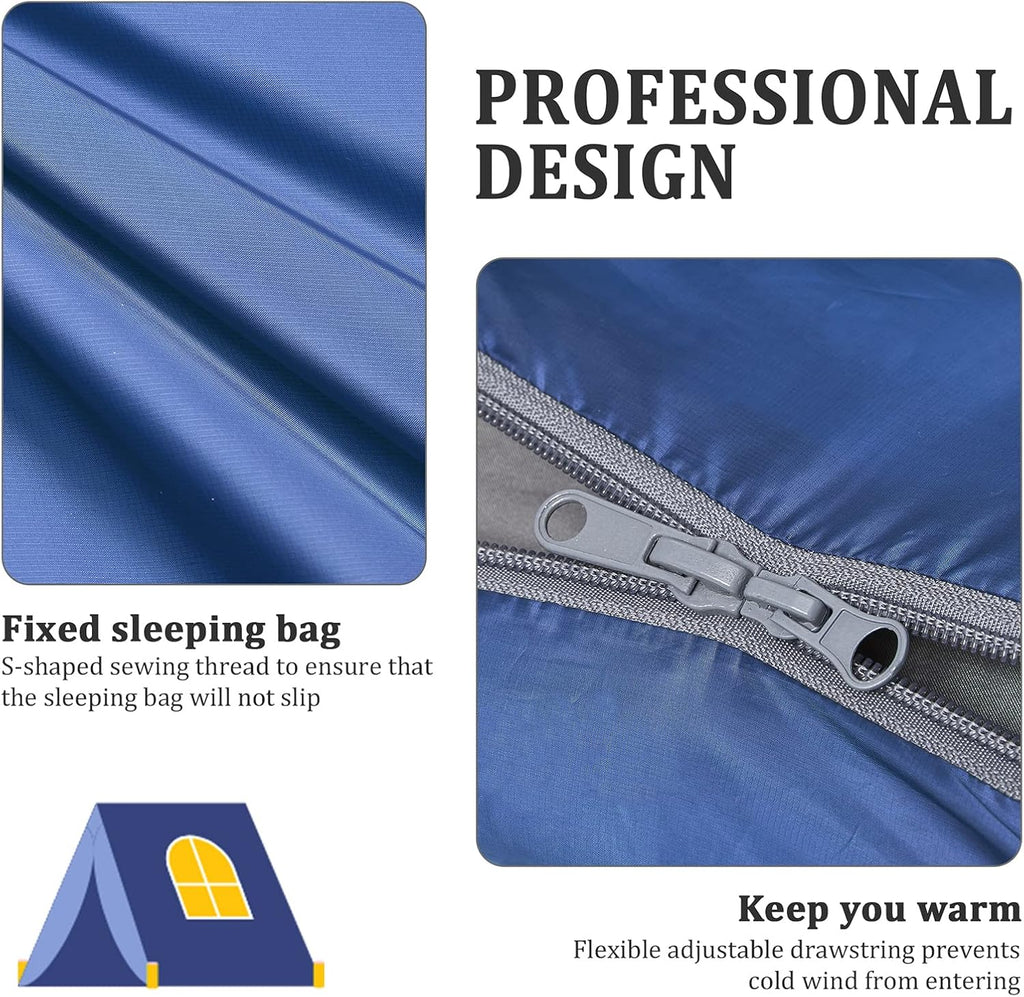 Warm Weather Sleeping Bag - Portable, Waterproof, Compact Lightweight, Comfort with Compression Sack - Great for