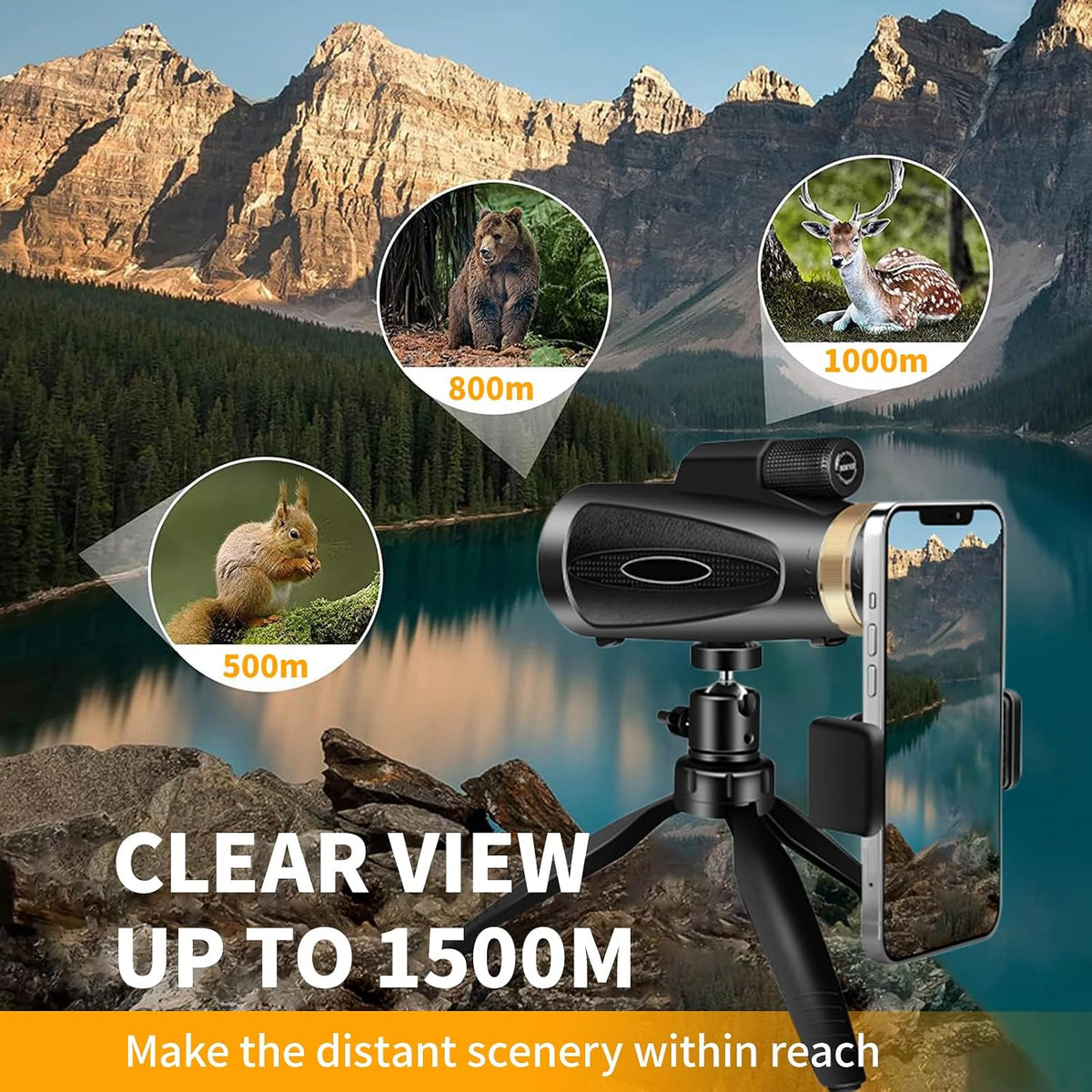 Monoculars for Adults High Powered 80x100 with Smartphone Adapter Tripod BAK4 Prism FMC Lens for Travel Bird Watching