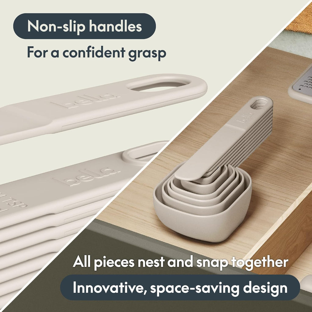 9-Piece Nested Measuring Cups & Spoons Set, Stackable, 4 Cups, 4 spoons, 1 Leveler, Non-slip handles, Kitchen Cooking