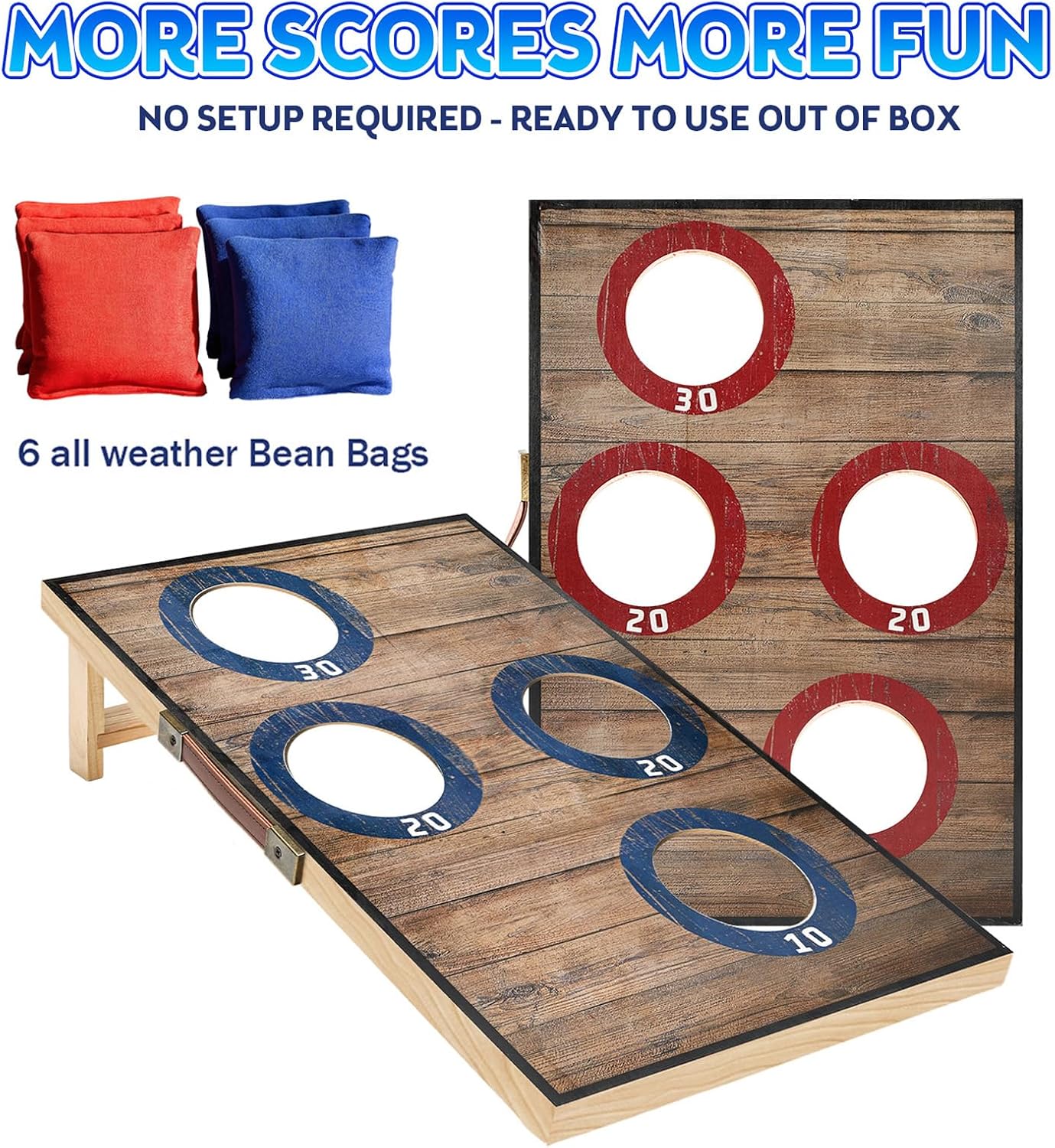 Corn Hole Toss Game for Adults 24x16 Inch Set - Portable Cornhole Board Set with Scoring Target Area, Bean Bags &