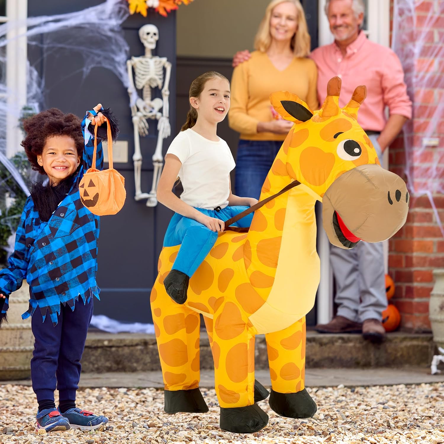 Halloween Inflatable Costume Kids,Blow Up Ride Giraffe Suit Girls Boys