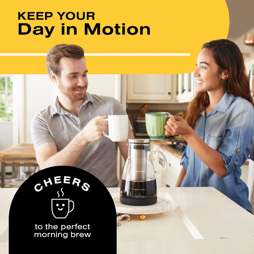 Cold Brew Coffee Maker - 32 oz Glass Coffee Cold Brew Maker and Pitcher w/Silicone Cap & Base | BPA-Free