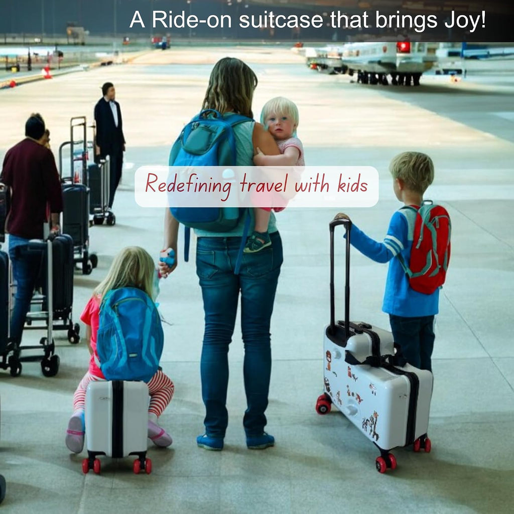 Itsy Rider 20" Ride-on Suitcase for Kids with Double Spinner Red Wheels (Blue Flyer)