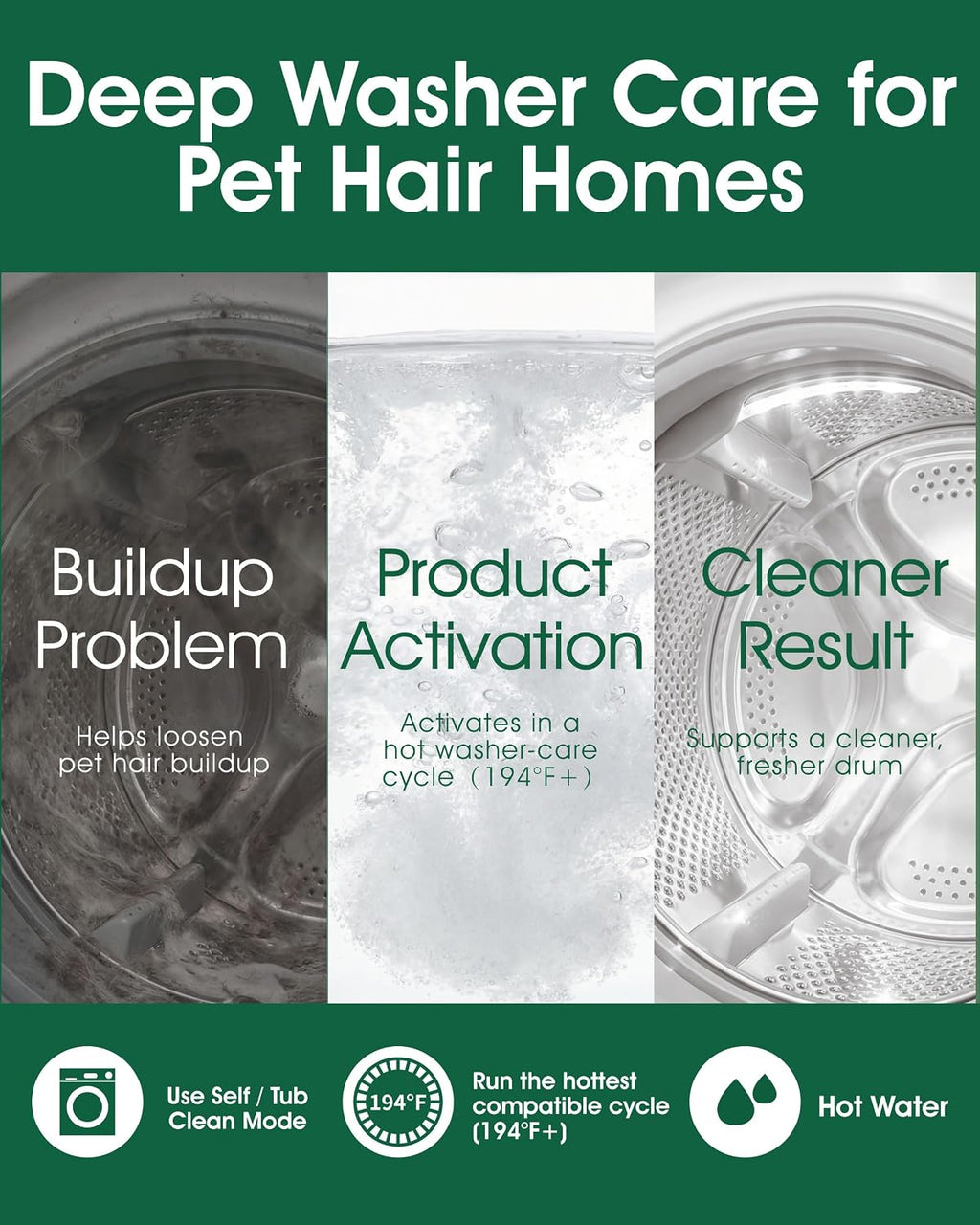 Washing Machine Cleaner for Pet Hair, 6-Month Supply