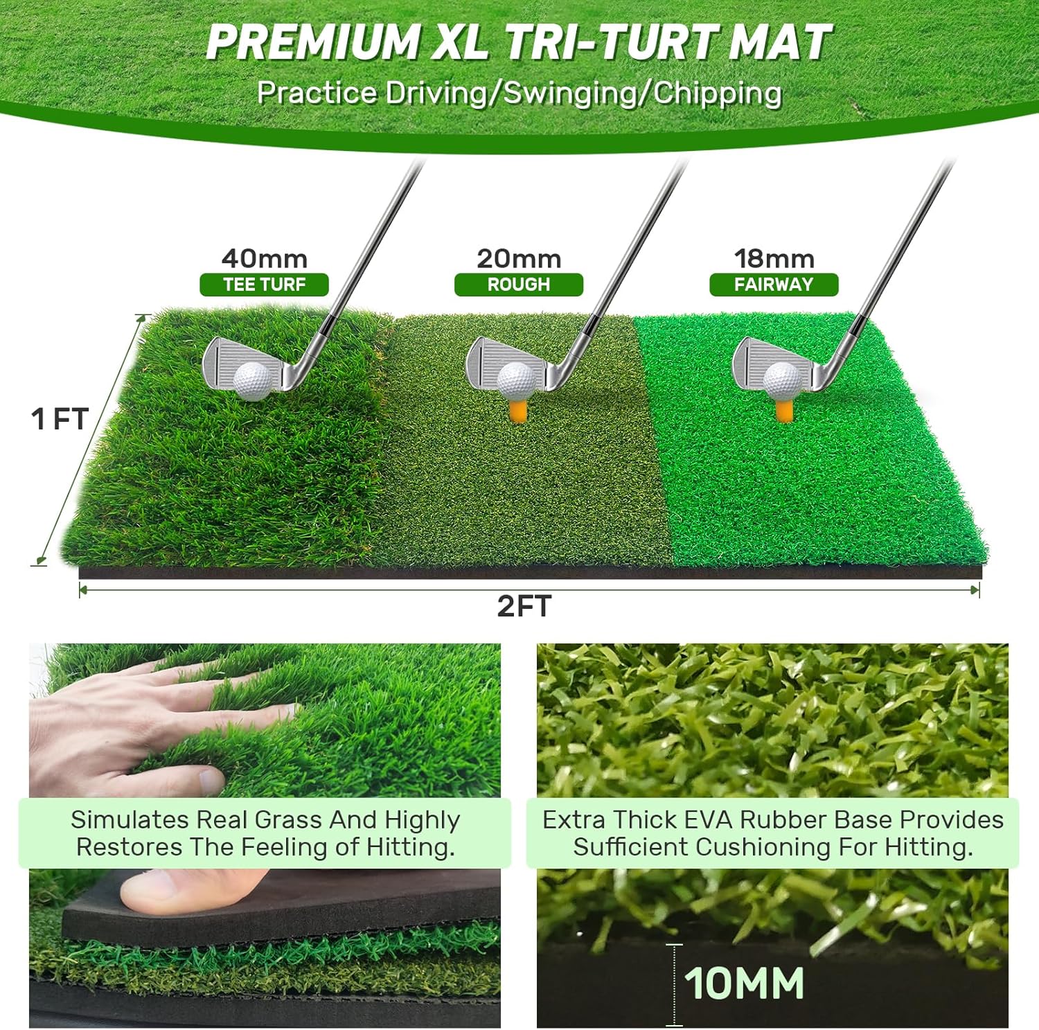 Golf Net, 10x7FT with Golf Practice Mat, Hitting Aid Nets for Backyard Driving Chipping Training Swing with Targets
