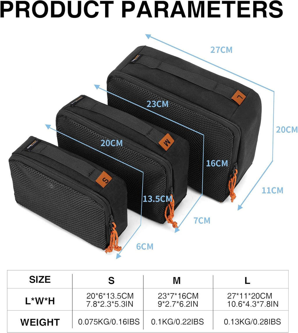 Packing Cubes for Travel, 3 Pack Cordura Tactical Luggage Organizer Bags Set for Outdoor Camping,Backpacking,Hiking