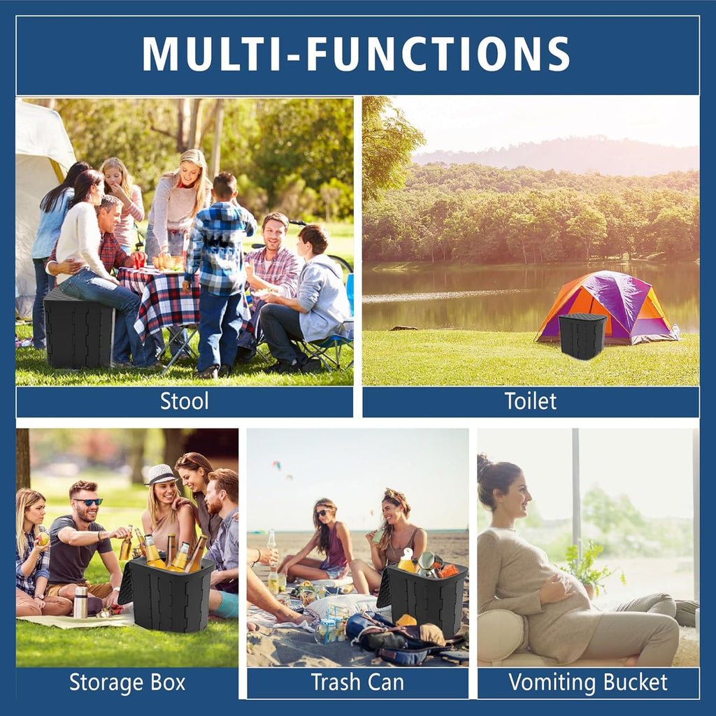 XL Portable Folding Camping Toilet For Adults & Kids, Lightweight | XL Portable Folding Toilet with Lid,Travel