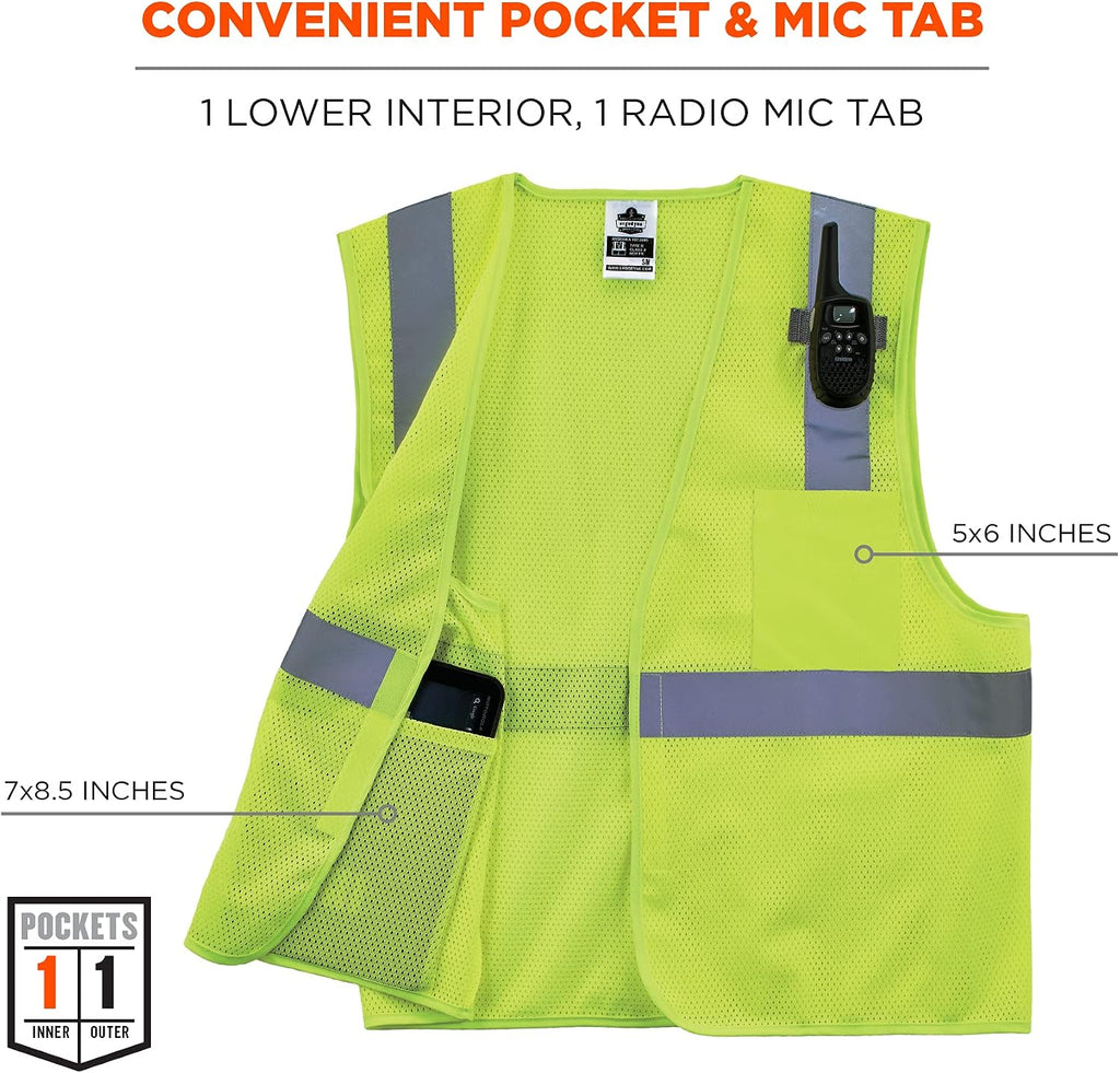 GloWear Economy High Visibility Reflective Safety Vest, Hook & Loop Closure