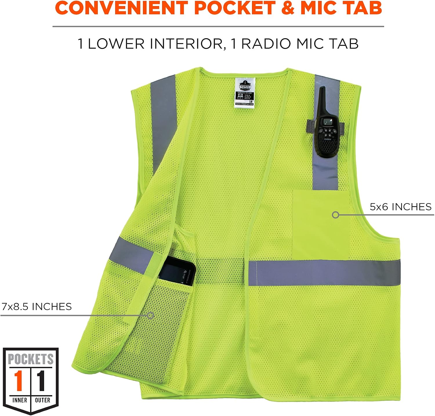 GloWear Economy High Visibility Reflective Safety Vest, Hook & Loop Closure