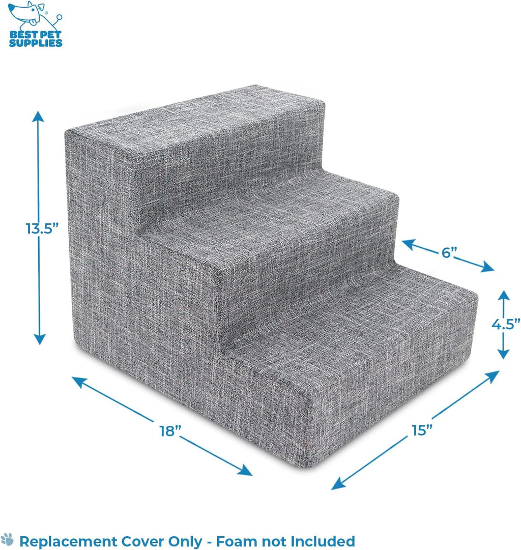 Foam Pet Steps Cover for Small Dogs and Cats, Portable Ramp Stairs for Couch, Sofa, and High Bed Climbing (Cover