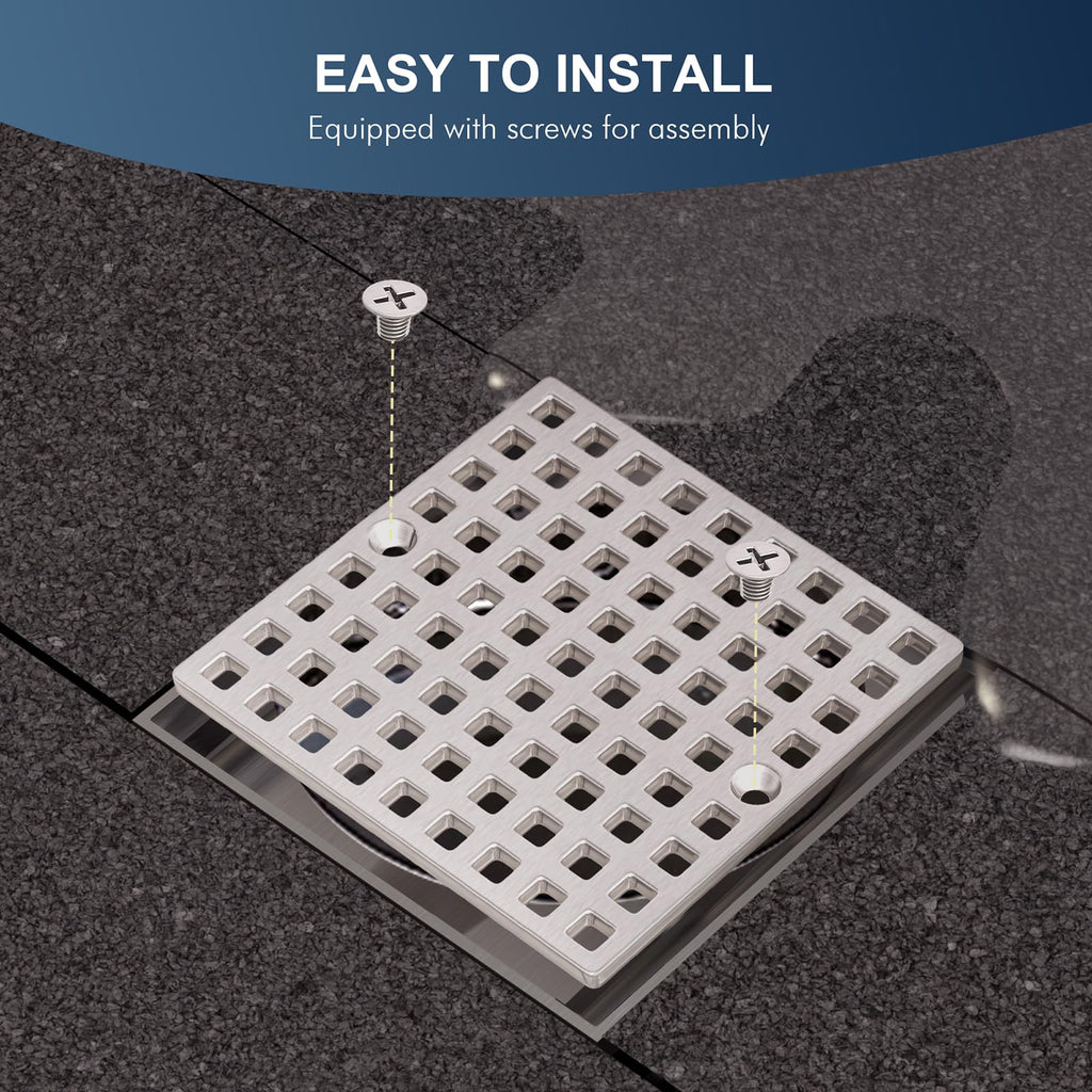3-7/8" Brushed Nickel Square Shower Drain Cover for Floor Drain